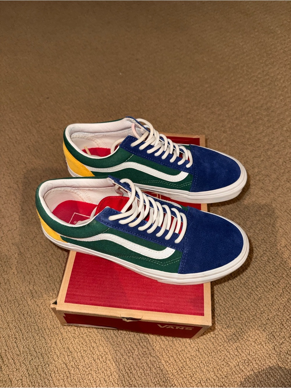 Vans Women Old Skool Low-Top Sneakers - Blue/Green/Yellow